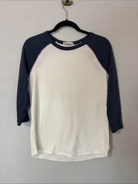 Marine Layer Blue White Henley Cotton Blend M